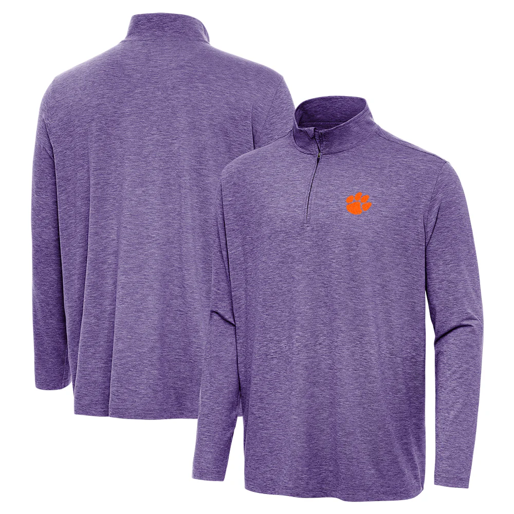Clemson Antigua Hunk Heathered Quarter Zip - Image 4