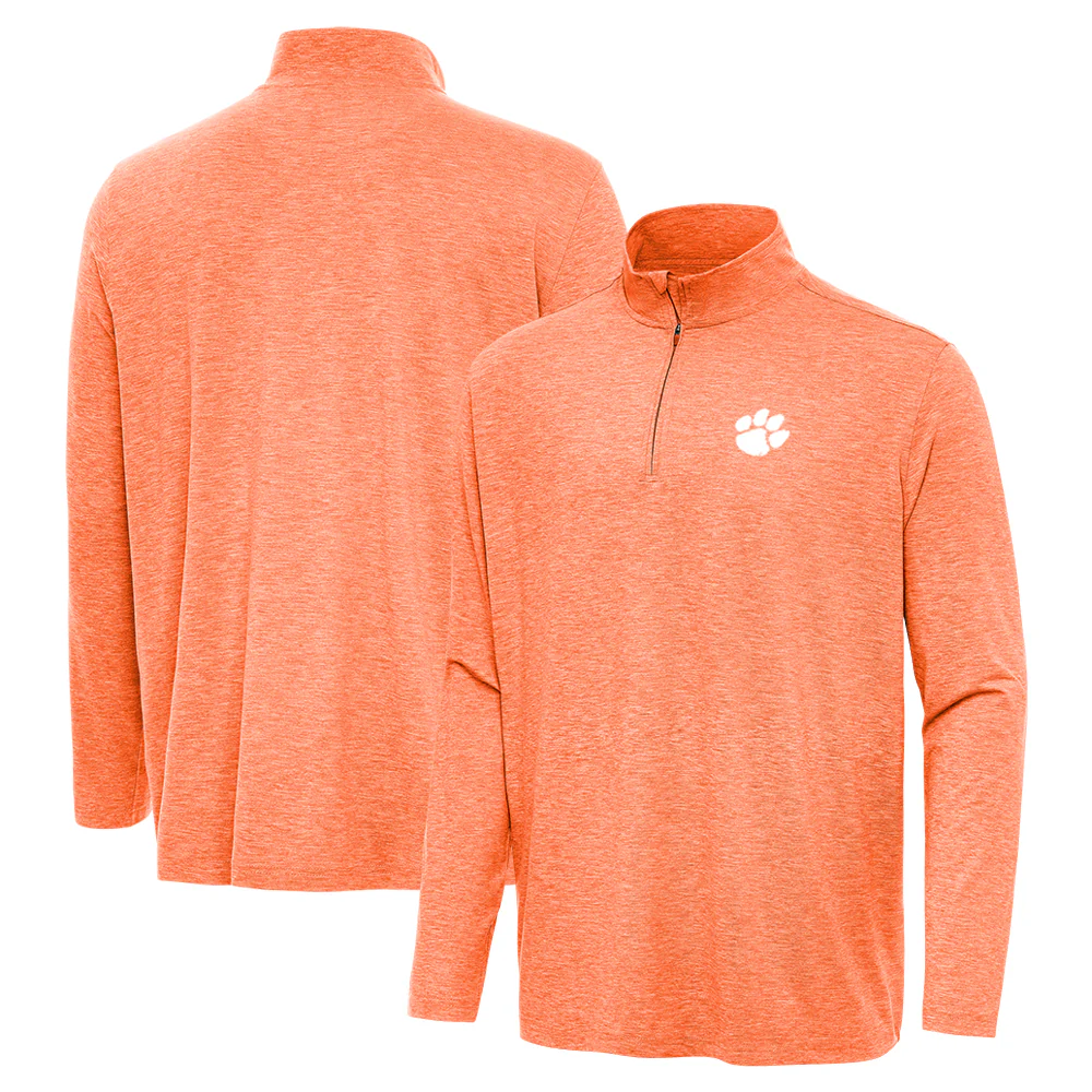 Clemson Antigua Hunk Heathered Quarter Zip - Image 5
