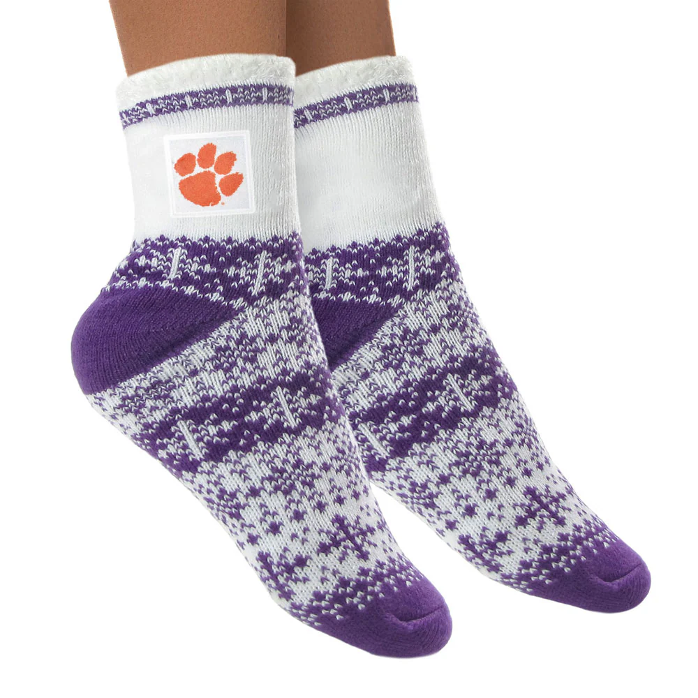 Clemson Zoozatz Women's Square Patch Holiday Socks - Image 3